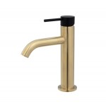 Kaya Basin Mixer, Urban Brass With Matte Black Handle